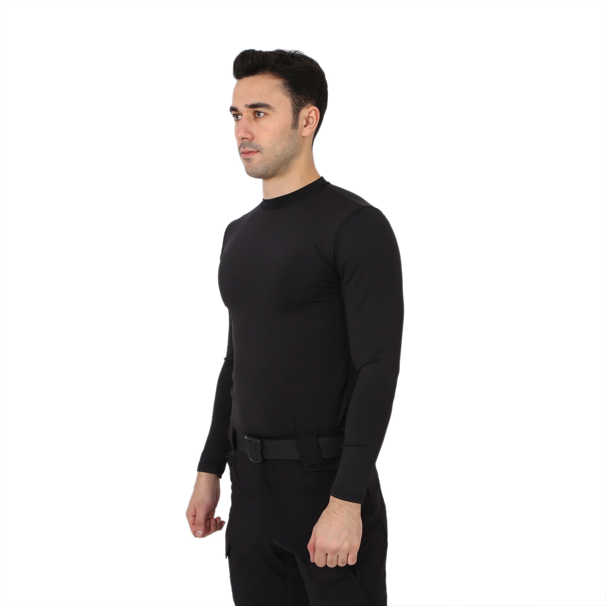 Black Long Sleeve Sports Thermal Microfiber T-shirt