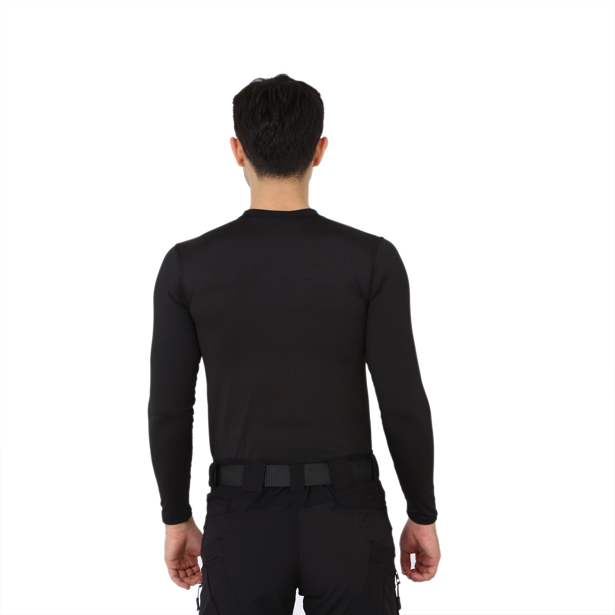 Black Long Sleeve Sports Thermal Microfiber T-shirt